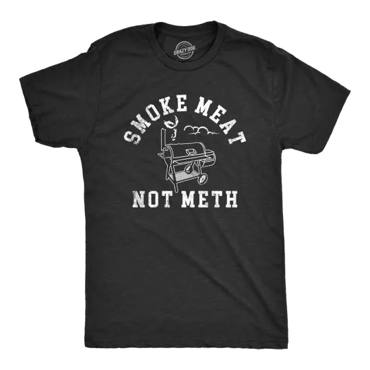 Discover Mens Smoke Meat Not Meth T Shirt Funny Barbeque Cooking Grilling Joke Tee for