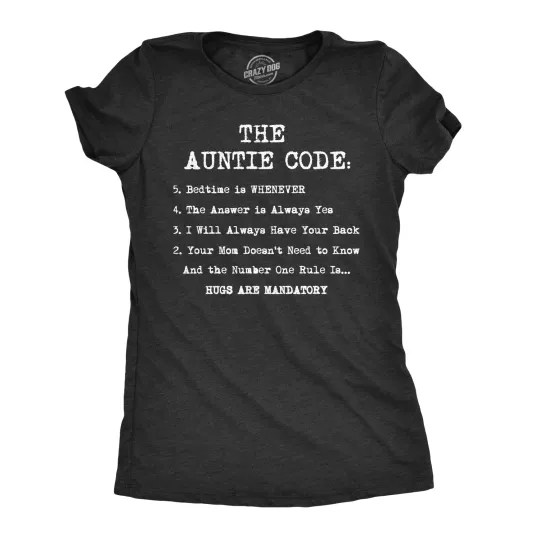Discover Womens The Auntie Code T shirt Funny Gift for Aunt Sarcastic Novelty Graphic Tee