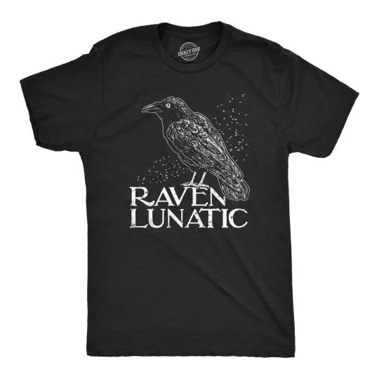 Discover Mens Raven Lunatic T Shirt Funny Dark Crow Lovers Tee for Guys