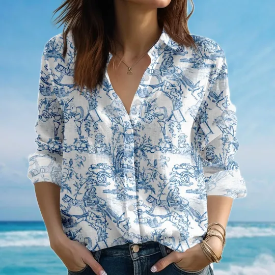 Discover Vintage Storybook Blouse Shirt, Cottagecore Shirt For Women