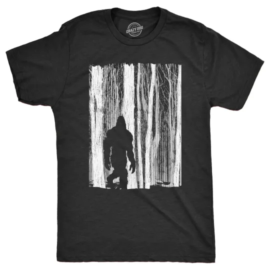 Discover Mens Bigfoot In The Forest T Shirt Funny Sasquatch Outdoors Wild Joke Tee for