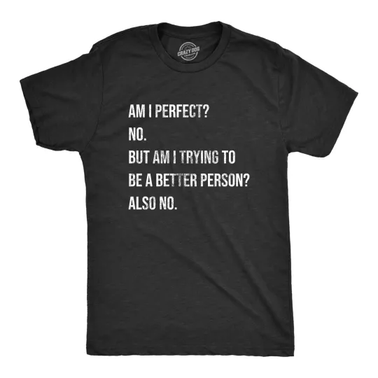 Discover Mens Am I Perfect No T Shirt Funny Sarcastic Self Improvement Joke Novelty Tee