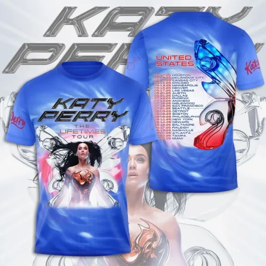 Discover Hot T Shirt Katy Perry The Life Tour 2025 3D Unisex All Size TR319