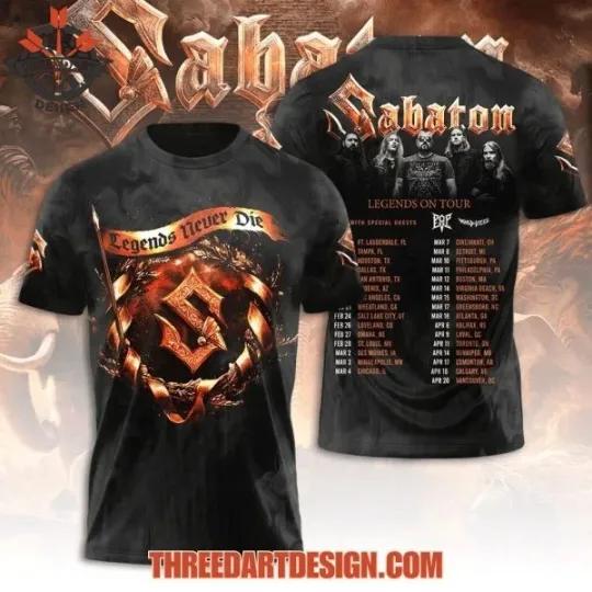 Discover Sabaton Legends On Tour 2026 AOP Unisex 3D T-Shirt