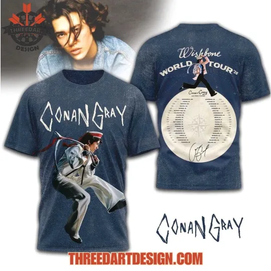Conan Gray Wishbone World Tour 2026 AOP Unisex 3D T-Shirt