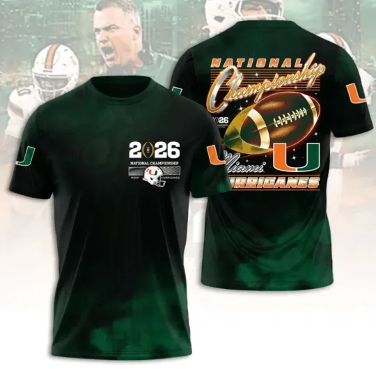 Discover Miamii Hurrica-ne 2026 National Championship 3D T-Shirt Fullsize Xs-5Xl