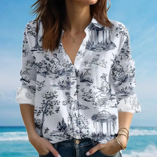 Discover Toile De Jouy Blouse Shirt for Women