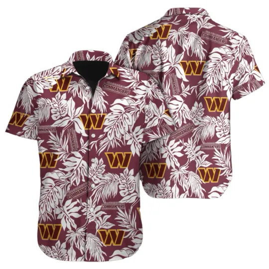Discover Washington Commanders Tropical Leaves Hawaiian Shirt