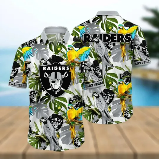 Discover Las Vegas Raiders Tropical Parrot Paradise Hawaiian Shirt