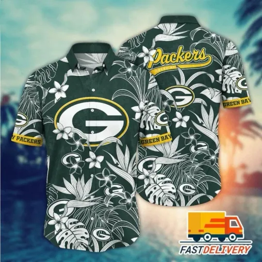 Discover Green Bay Packers Jungle Floral Hawaiian Shirt