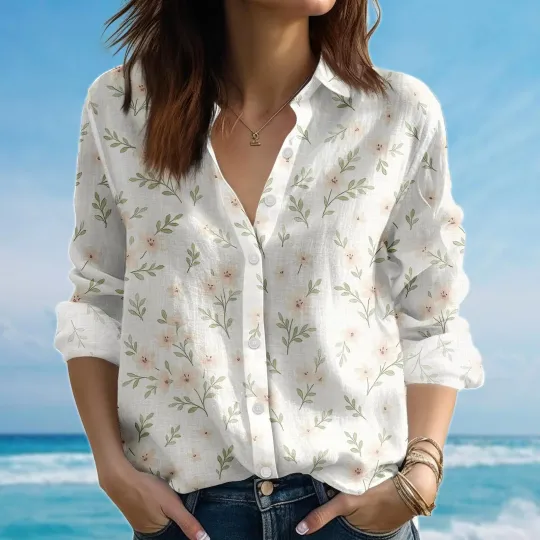 Discover Peach Blossom Floral Blouse Shirt for Women