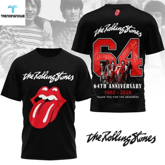 Discover Roling Stones 64Th Anniversary Tongue Logo Band 3D Shirt