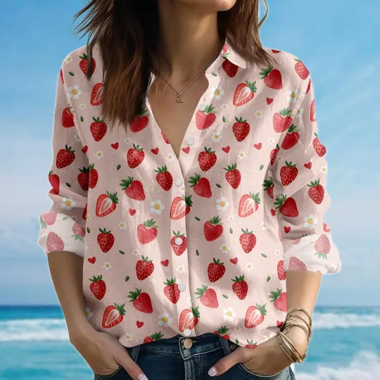 Discover Strawberry Blouse Shirt, Adorable Fruit Blouse Shirt for Women