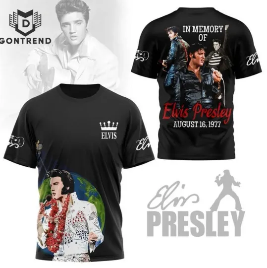 Discover Elvis Presley In Memory Of August 16 1977 Design 3D T-Shirt