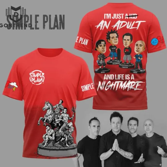Discover Simple Plan – Im Just A Kid An Adult And Life Is A Nightmare 3D T-Shirt