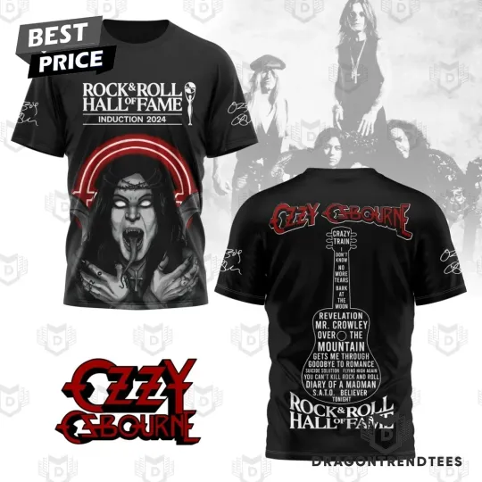 Discover Ozz/y Osbou/rne Rock & Roll Hall Of Fame Induction 2024 Signature 3D T-Shirt