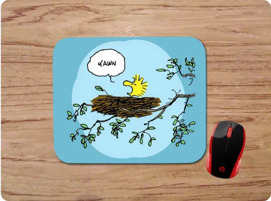 Discover Woodstock Bird Sleepy in Nest Custom Mouse Pad Desk Mat PC Gift