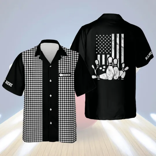 Discover Custom USA Flag Patriotic Hawaiian Bowling Shirts bowling Hawaiian Shirt for Men