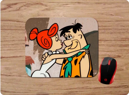 Discover The Flintstones Fred & Wilma Kissing Couple Custom Mouse Pad Desk Mat