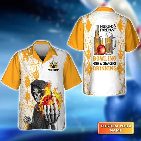Discover Weekend Forecast Bowling With A Big Chance of Drinking Personalized Name 3D Hawa