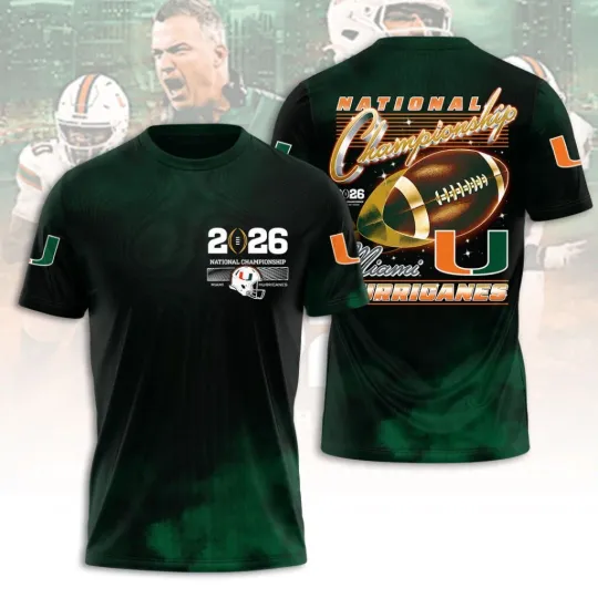 Hurricane Football 2026 National Championship 3D Shirt