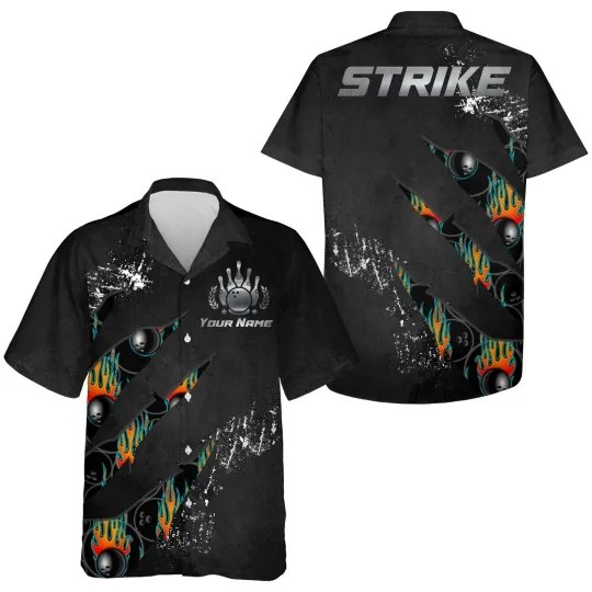 Discover Men Women Custom Hawaiian Bowling Shirt Strike Bowlers Jersey Short Sleeve Butto
