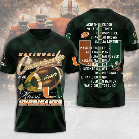 Hurricane Football 2026 National Championship 3D Shirt