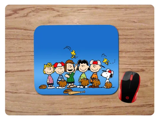 Discover PEANUTS GANG BASEBALL THEME CUSTOM NON-SLIP NEOPRENE MOUSE PAD MAT HOME OFFICE