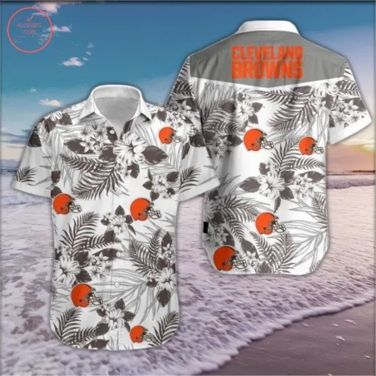 football Hawaiian Shirt Cleveland Browns Design Hawaiian