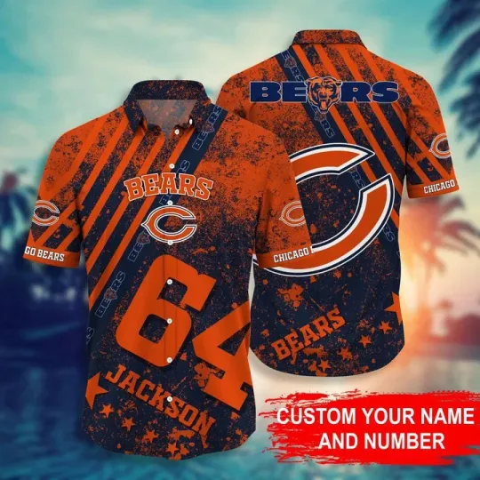 Discover Chicago Bears Custom Fan Number Hawaiian Shirt