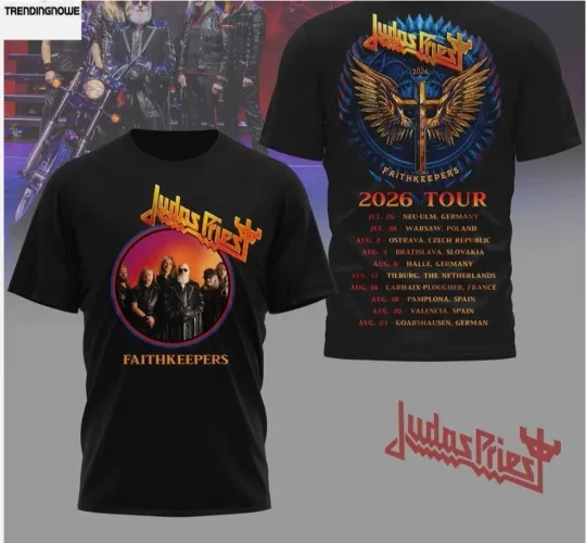 Discover Judas Priest 2026 Tour Faithkeepers Band Concert Dates 3D T-Shirt