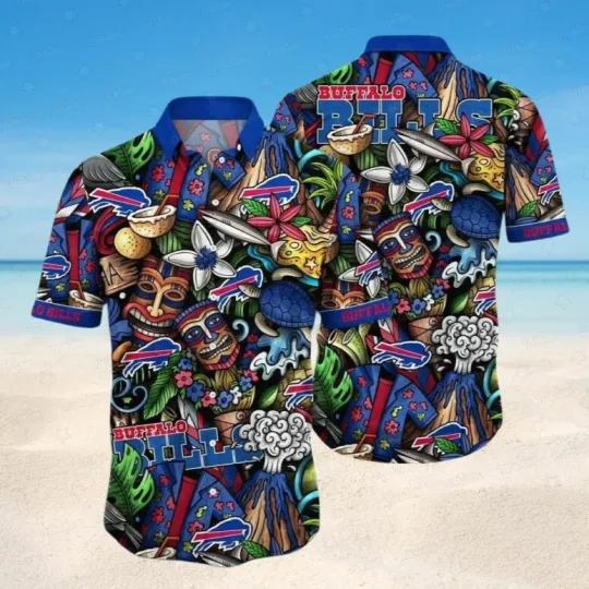 Discover Buffalo Bills Colorful Tiki Paradise Hawaiian Shirt