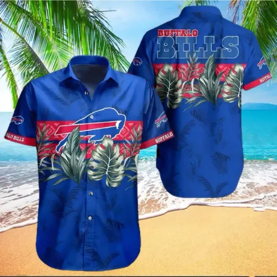 Discover Buffalo Bills Blue Tropical Jungle Hawaiian Shirt