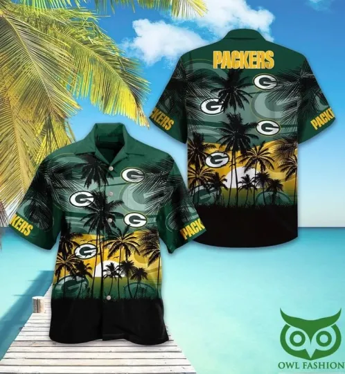 Green Bay Packers Palm Sunset Hawaiian Shirt