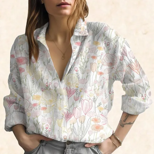 Discover Wildflower Blouse Shirt Floral Button Down Blouse Shirts