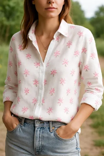 Discover Wildflower Blouse Shirt for Women, Floral Button Down Shirts