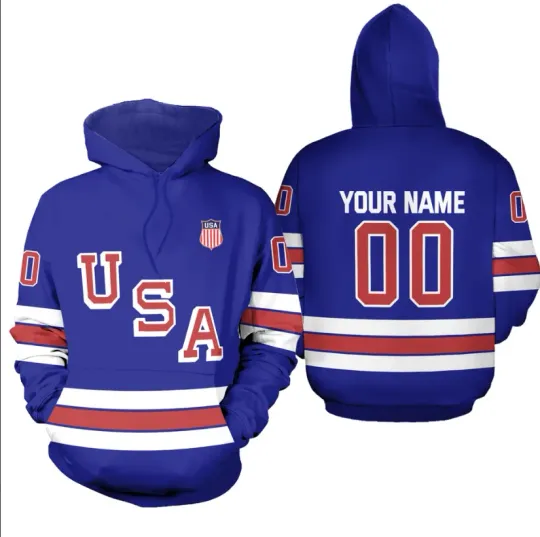 Team USA Hockey Olympic 2026 Custom 3D Hoodie