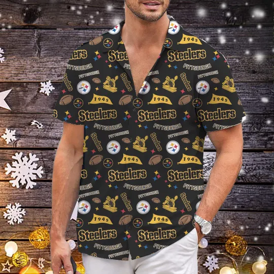 Discover Men's Black Pittsburgh team Steeler Prime hawaiian shirt, terrible towel