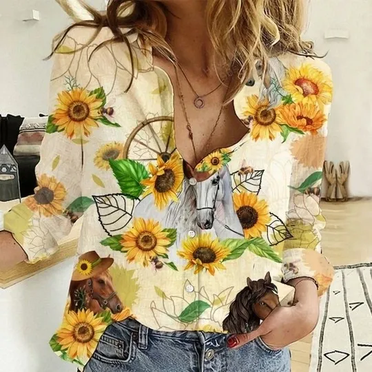 Discover Vibrant Sunflower Peace Blouse Shirt for Women