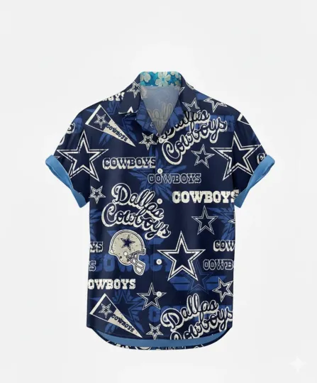 Discover Dallas Football Team cowboy hawaiian shirt, retro throwback helmet