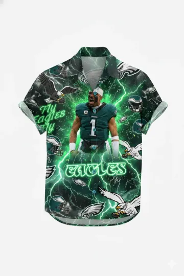 Discover Jalen Hurt Philadelphia team Eagle hawaiian shirt, retro logo