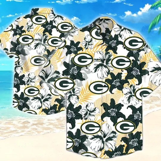 Discover Green Bay team Packer Hawaiian Shirt Men's Floral Tropical Aloha Print