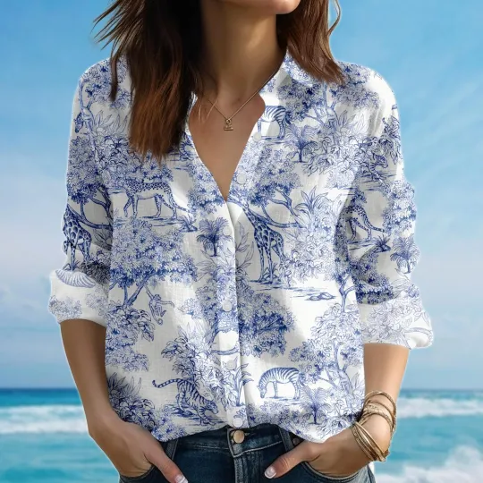 Discover Safari Jungle Animal Blouse Shirt for Women