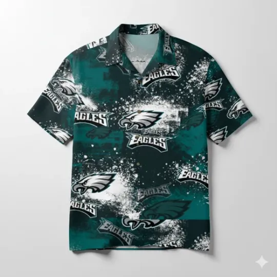 Discover Philadelphia Team Eagle Buttown Down Shirt, Team Logo, Eagle Pattern, Retro