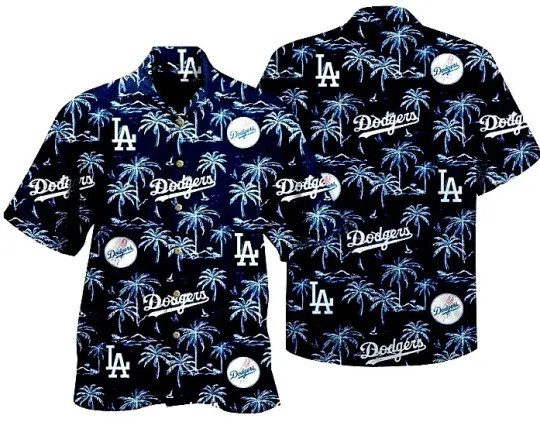 LA dodgers Hawaiian Shirt summer aloha hawaii shirt hawaiian 3d