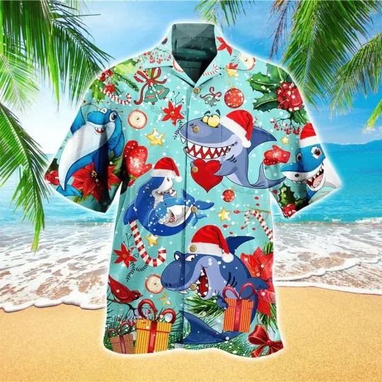 Discover Christmas Special Shark Design Hawaiian Shirt