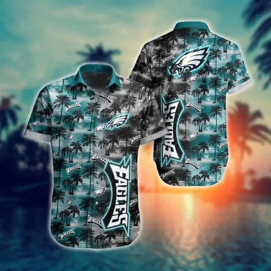 Discover Philadelphia team Eagle Hawaiian Shirt, aloha Sunset Palm summer top