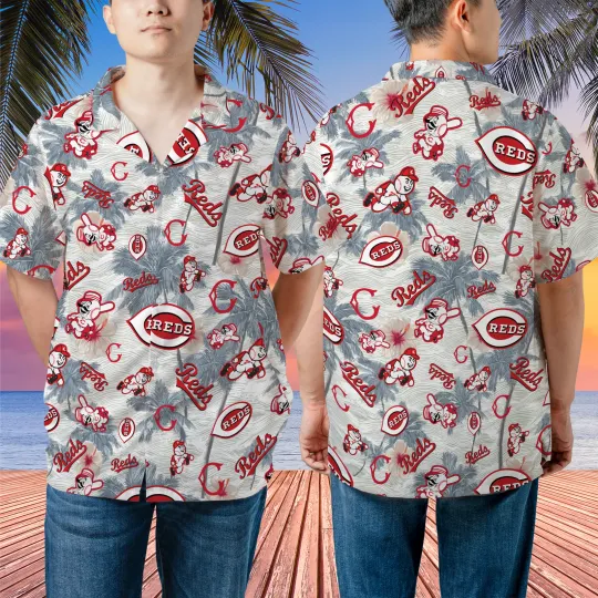 Discover cincinnati team red hawaiian shirt, tropical coconut tree team logo, fan gift