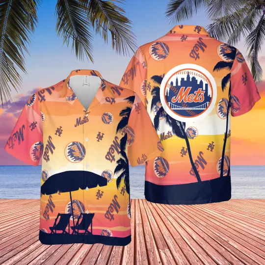 Discover new york team met hawaiian shirt, holiday tropical team logo name, 2025 SGA