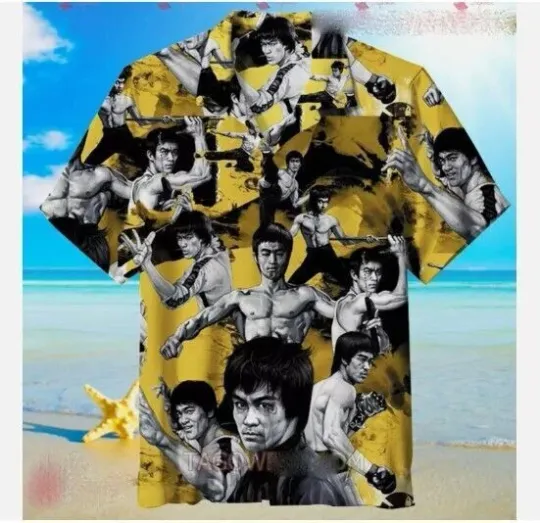 Bruce Lee Yellow Art Hawaiian Shirt, Casual Shirt For Men